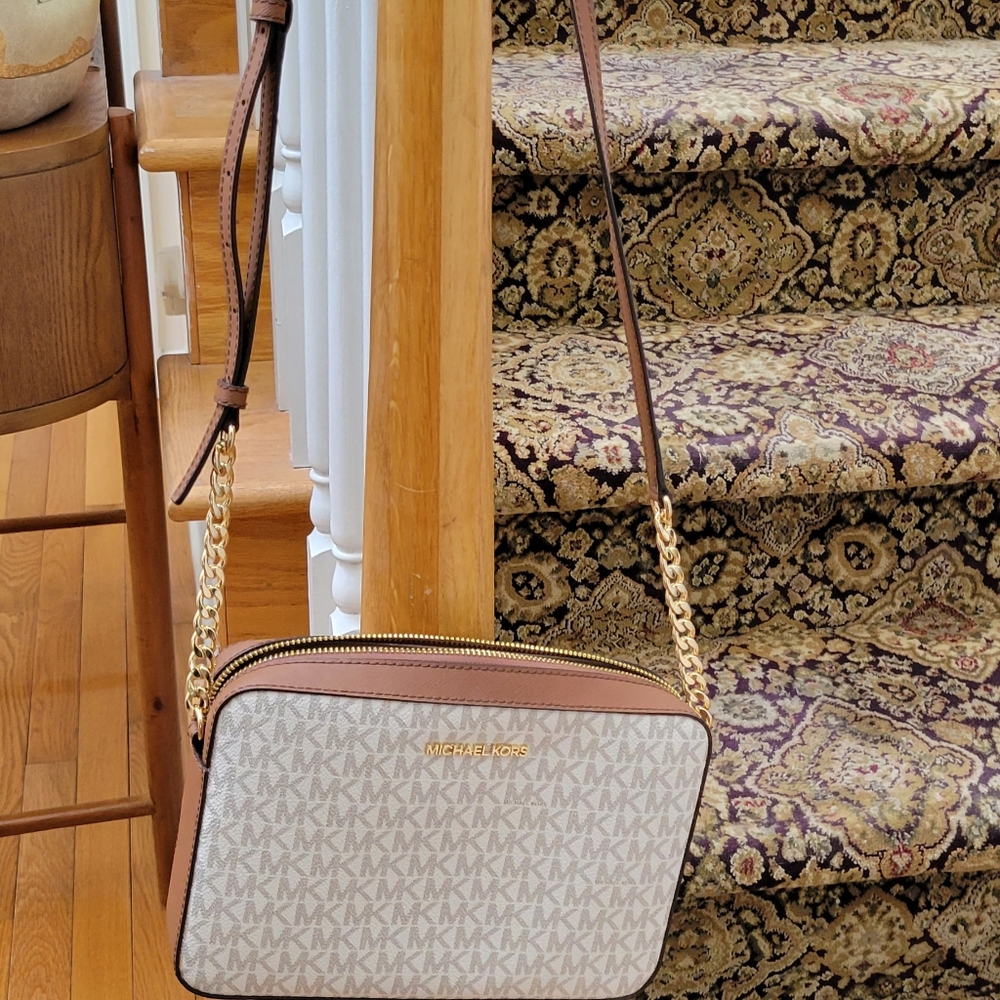 Michael Kors Beige and Brown Crossbody Bag